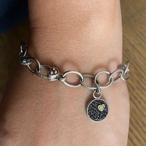 J. Ripka Sterling Silver onyx pave charm bracelet